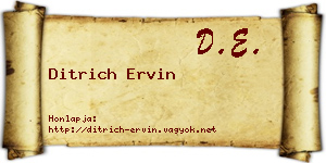 Ditrich Ervin névjegykártya